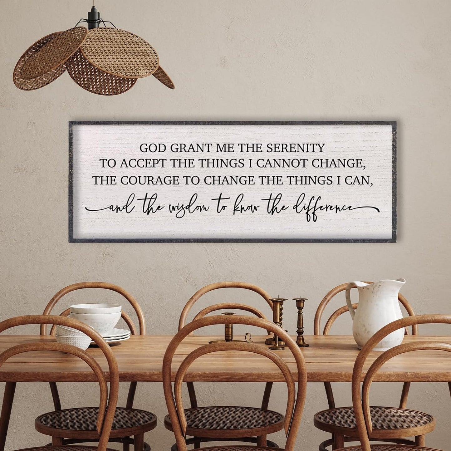 LuZhiQiang Serenity Prayer Bible Verse Sign Wall Decor God Grant Me Christian Inspiraional Quotes 40"×15" Wall Art for Living Room Bedroom (Black)