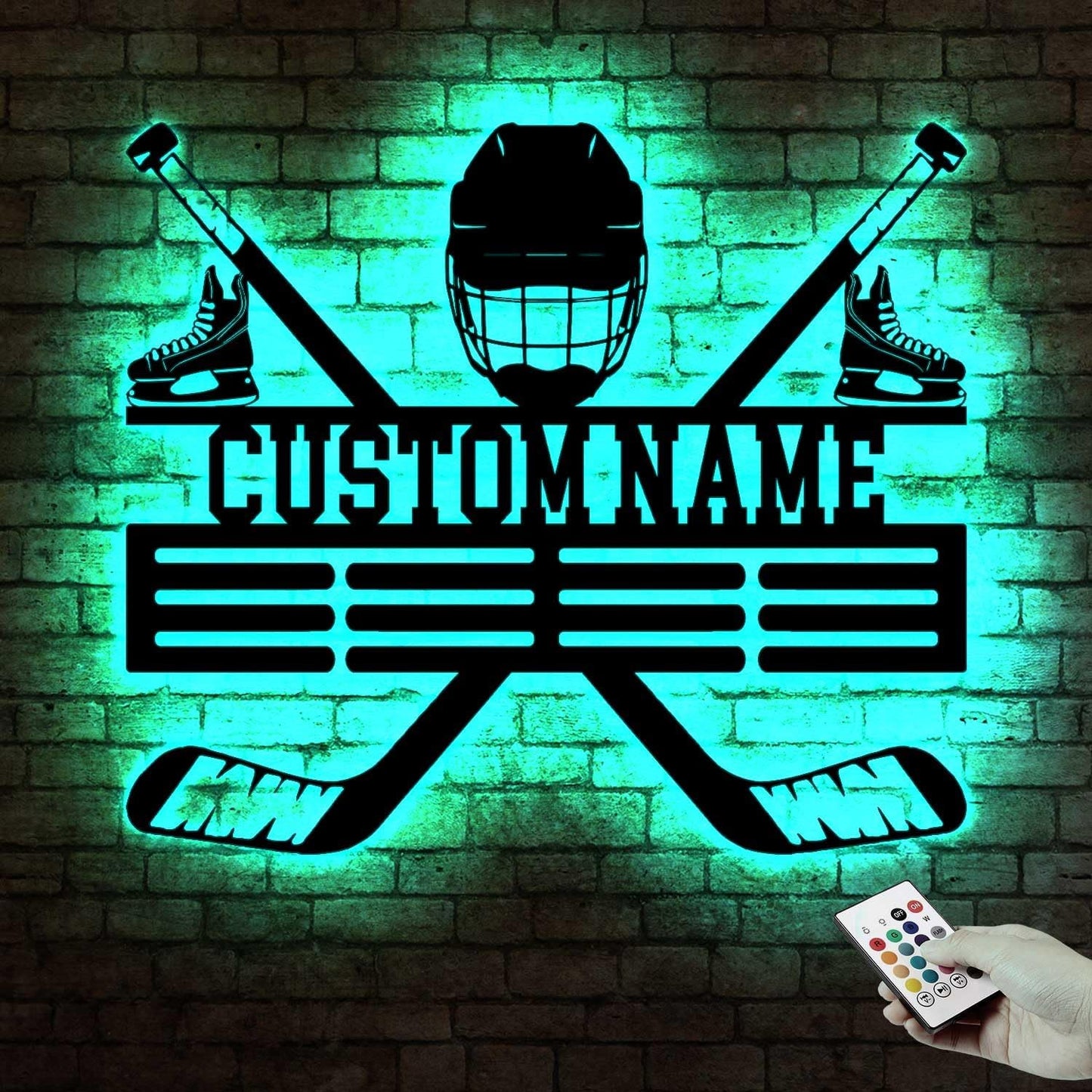 Custom Hockey LED Wall Sign - Personalized Skate & Goalie Mask Neon Light Custom Name Sign, Hockey Decor for Boys Room, Man Cave, Locker Room, Players, Coaches, Sports Fans