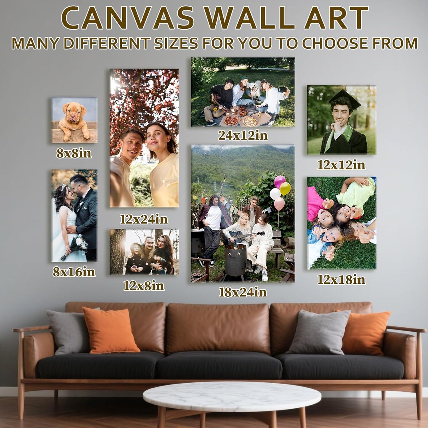 Custom Canvas Prints with Your Photos - Personalized Pictures Print, Customized Photo Gifts, Wall Art Poster Canvas Printing for Wedding, Family, Baby, Pets, Home Office Decor, Wrapped Frame 40x28