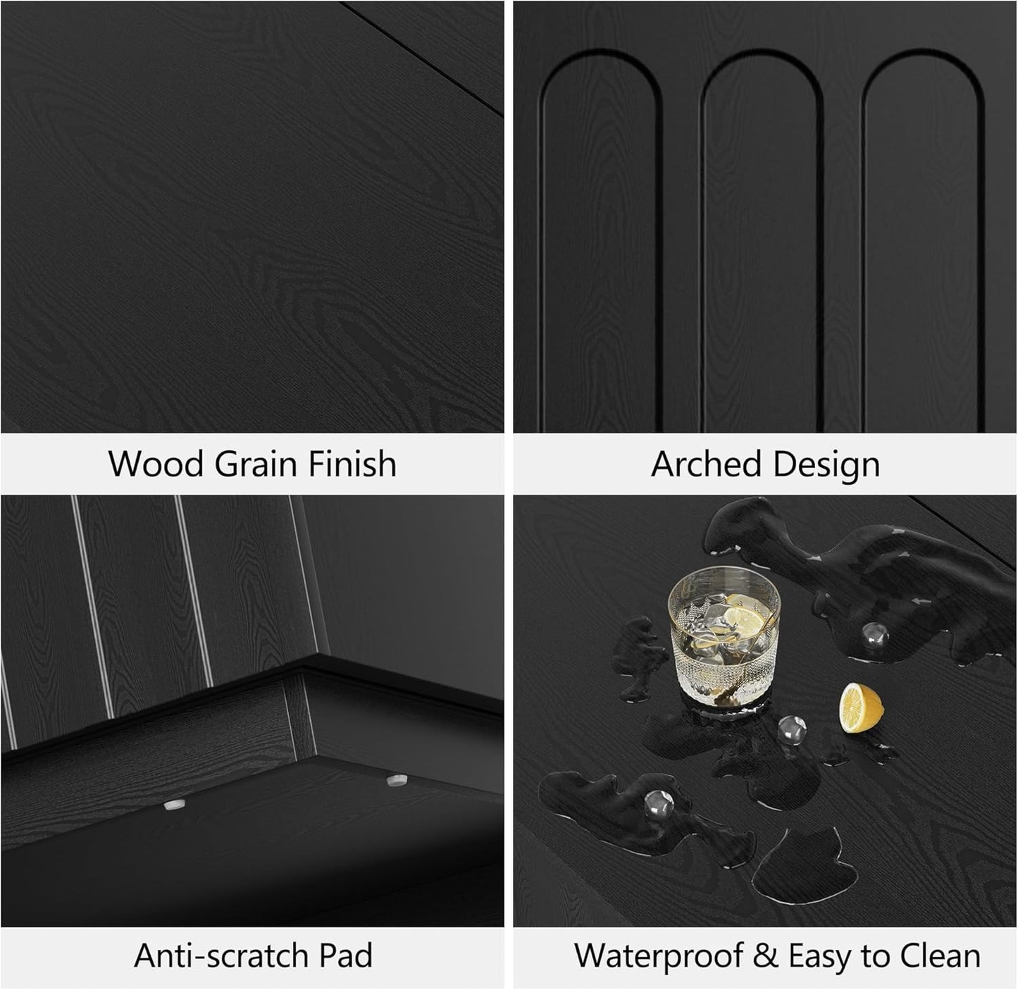 Lift Top Coffee Table with Storage, Modern Coffee Table with Arched Design, 31.5" Square Tea Table with Wood Grain, Minimalist Multifunctional Center Table for Living Room, Office, Black