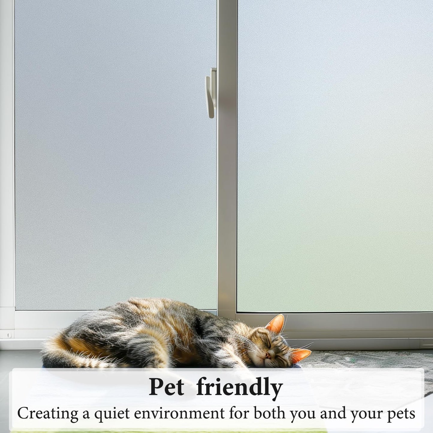 DUOFIRE Window Privacy Film Natural Frosted Glass Window Film Static Cling No Glue Anti-UV Window Cling Privacy Film Non Adhesive for Office Meeting Room Bathroom Living Room 17.4in. x 78.7in. S001