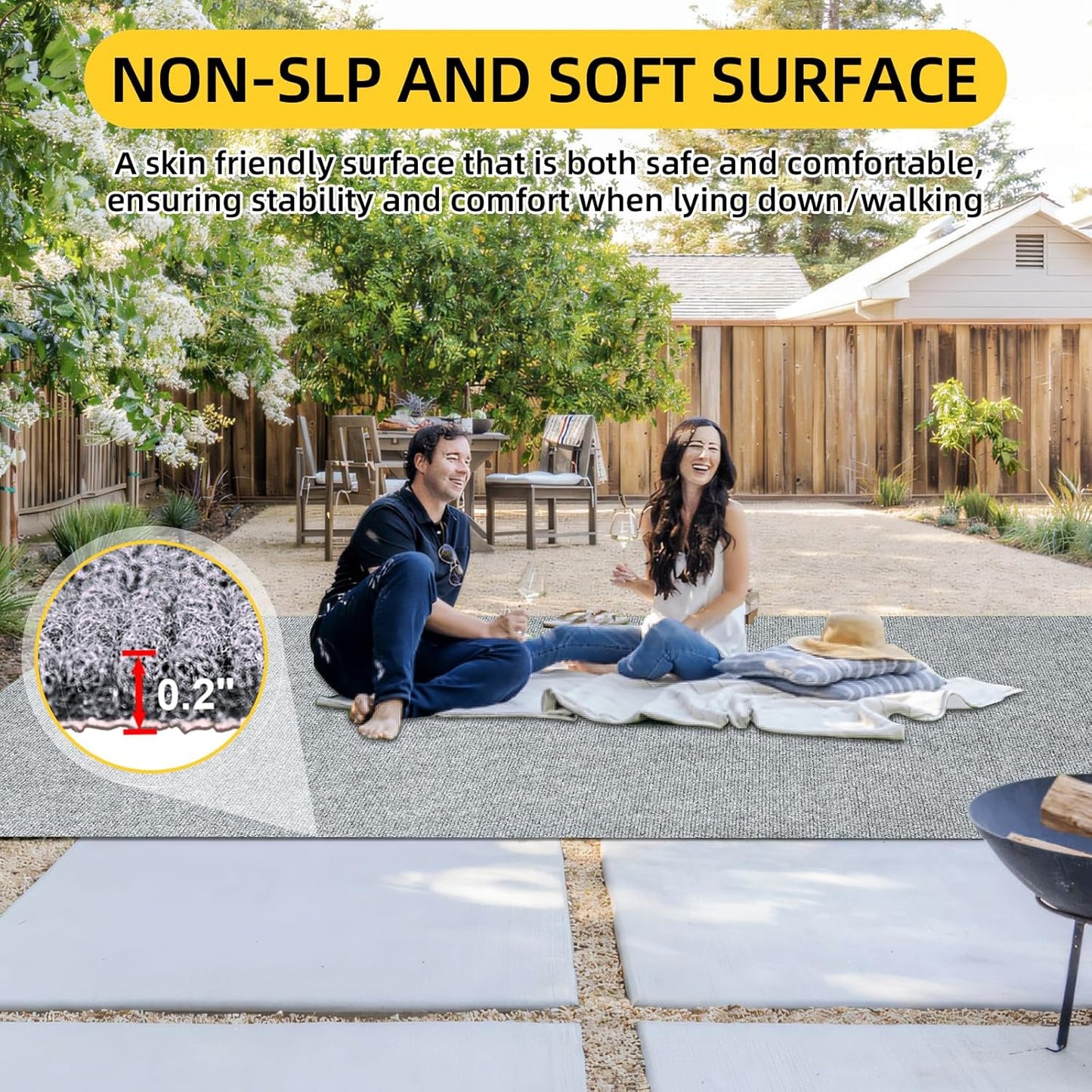 Marine Carpet,5 FT x 15 FT Smoke Gray Indoor Outdoor Carpet 0.2" Thick Boat Carpet with Water-Proof TPE Backing, Non-Slide Outdoor Marine Carpet Roll for Home, Patio, Porch, Deck