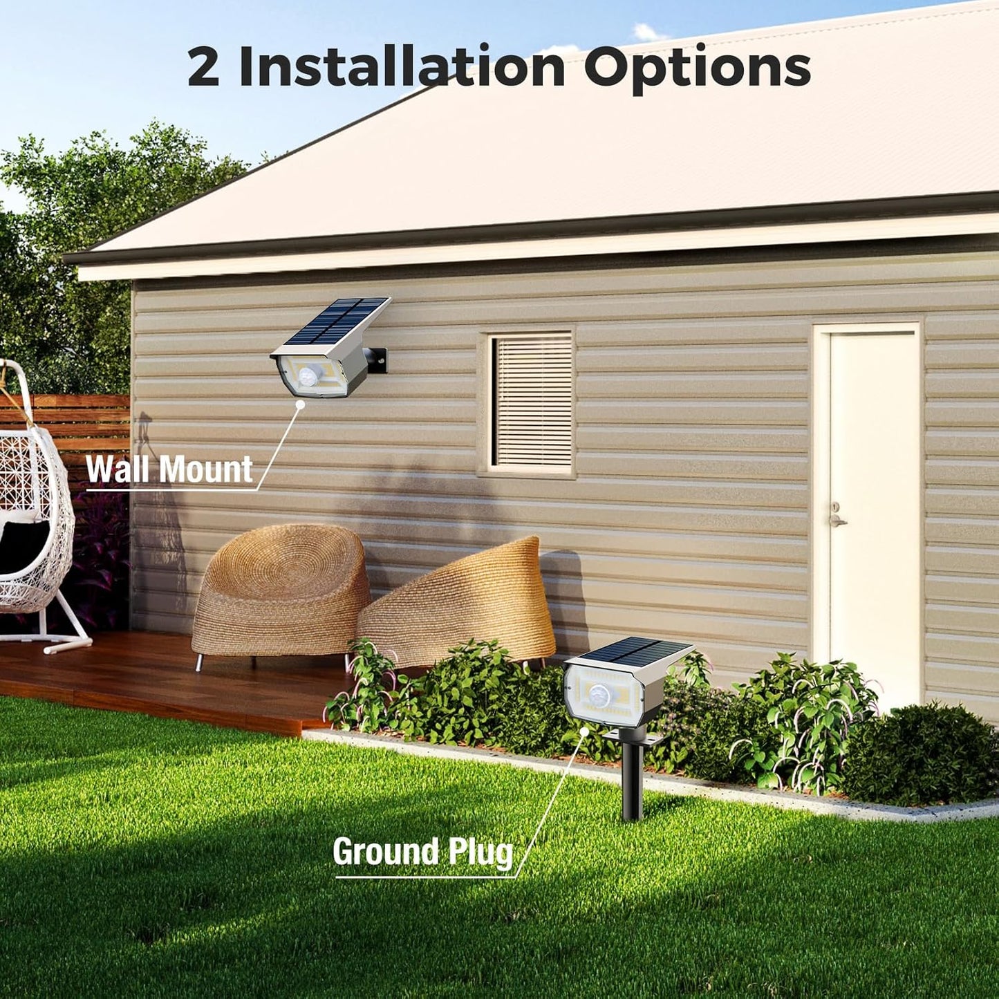 Solar Spot Lights Outdoor Motion Sensor with 3 Modes, [ 8 Pack/56 LED ] Solar Spotlights Outdoor Waterproof 2-in-1 Auto On/Off Landscape Lighting for Outside Yard Wall Garden Pathway, Warm White