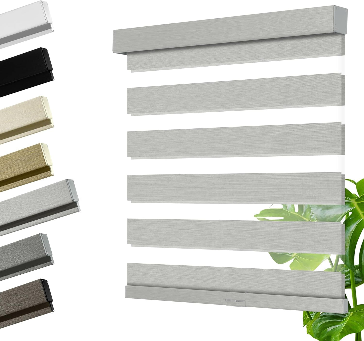 Cordless Zebra Blinds for Windows, Blackout Interior Blinds,Easy to Install,UV Protection,for Offices and Home,Custom Roller Shades, Mousse Light Grey,76" W x 88" H