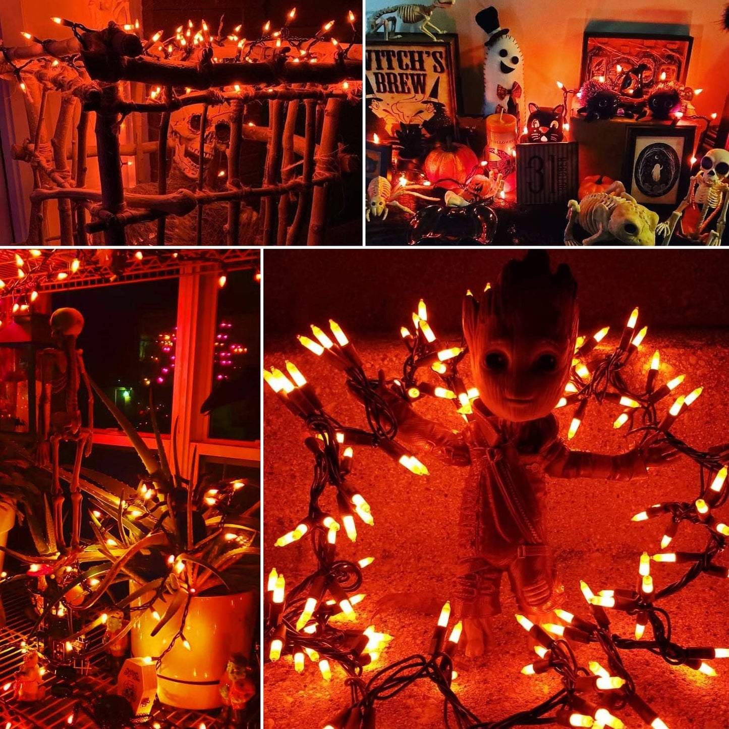 ODEETRONIC Orange Halloween Lights, 21.63ft 100 Count Orange Incandescent Lights, 120V UL Certified Mini Light Connectable, Amber Incandescent Halloween Light Waterproof for Tree Indoor Outdoor Room
