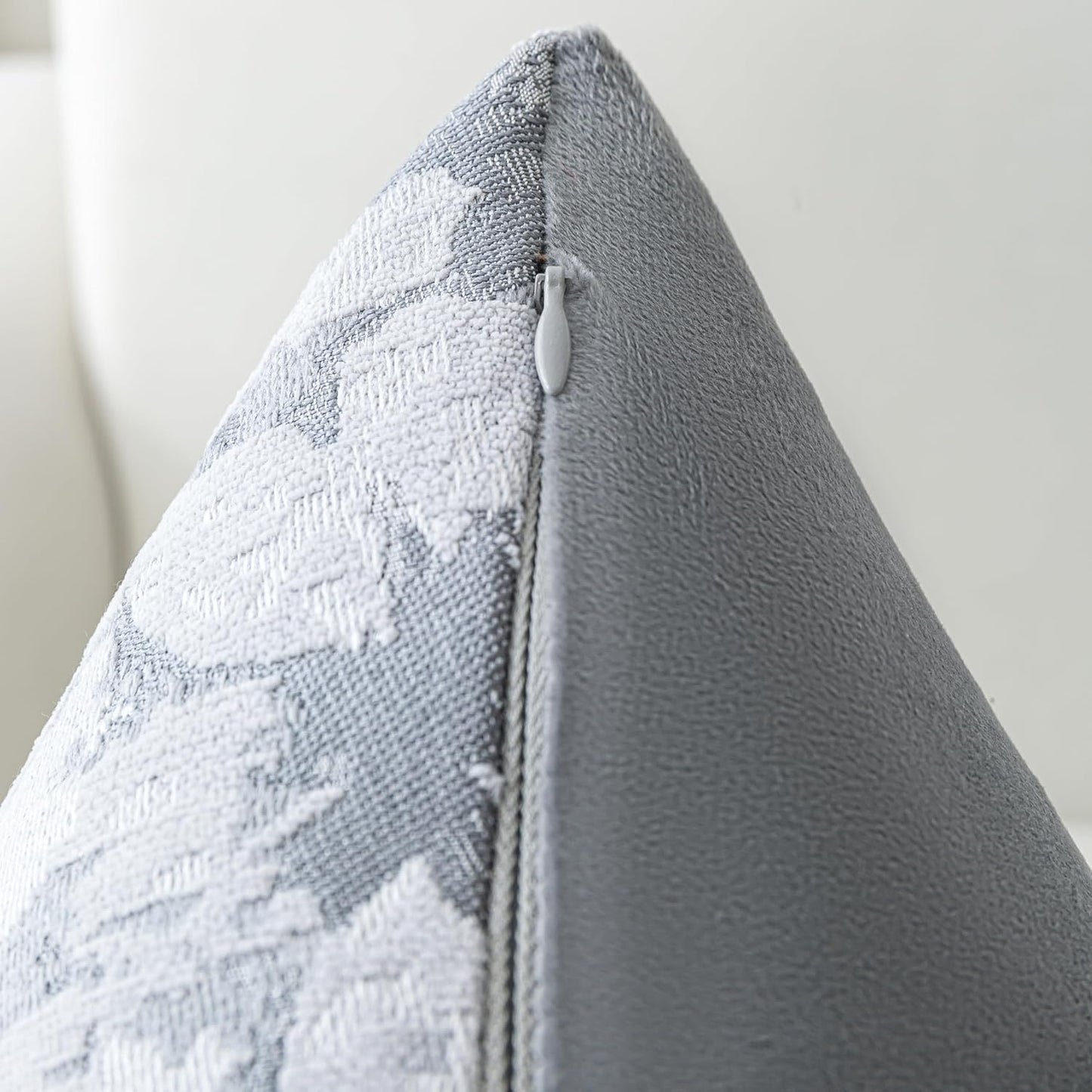 Jacquard Throw Pillow Covers 12x20 Inch Set of 2 - Vintage Floral Boho Pillow Cases with Botanical Pattern | Farmhouse Decor for Couch Living Room | Soft Textured Neutral Trio Slate Gray 12" x 20"