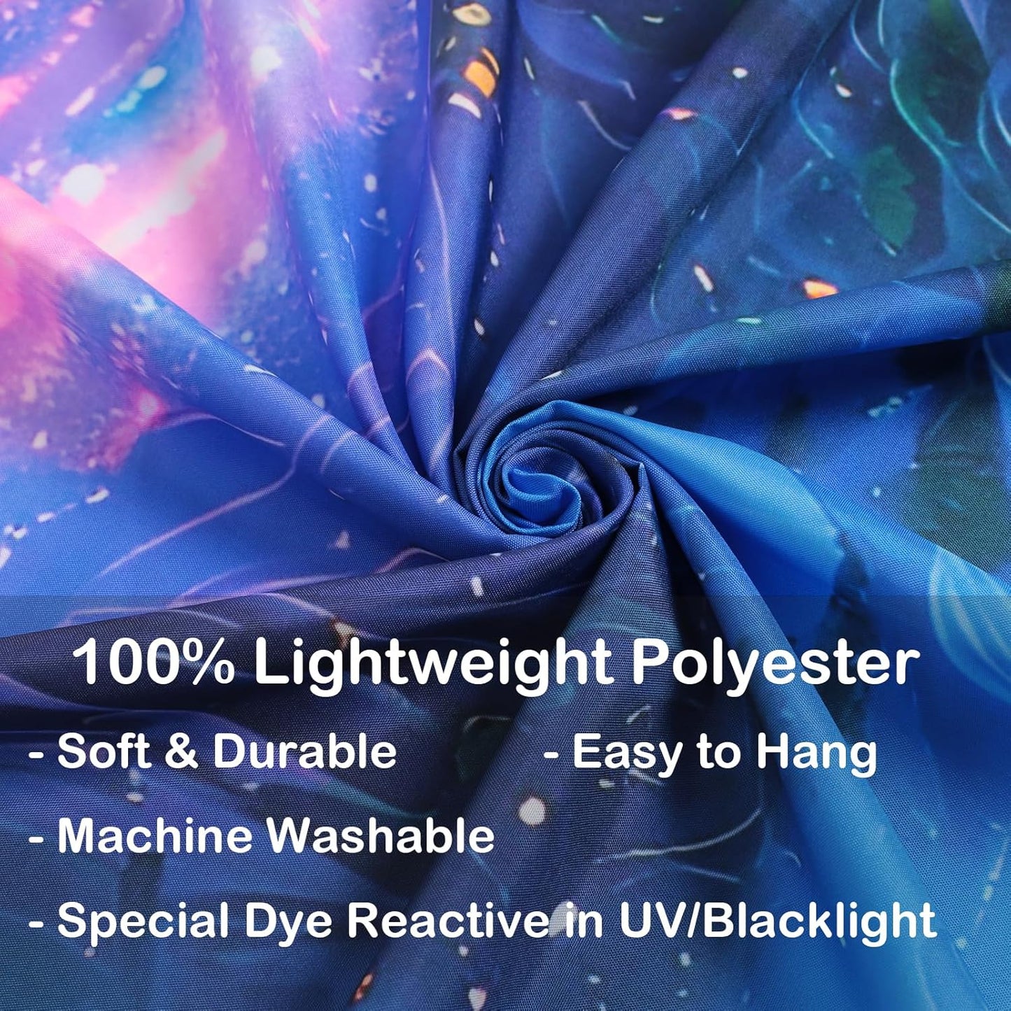 Manicer Blacklight Galaxy Waterfall Neon Tapestry – UV Reactive Glowing Cosmic Spiral Sky Glow in the Dark Nature Fantasy Landscape Wall Art for Bedroom – 51.2" x 59.1"