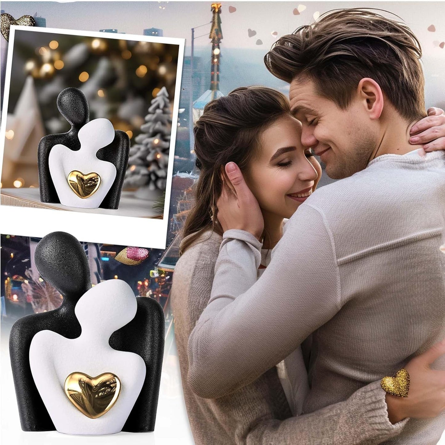 XMGZQ Mini Couple Statue Tv Stand Decor Items for Living Room Home Decor,Bedroom Decor for Couples Sculpture for Anniversary Wedding,Love Gifts for Couples 2025,Knick Knacks for Shelves