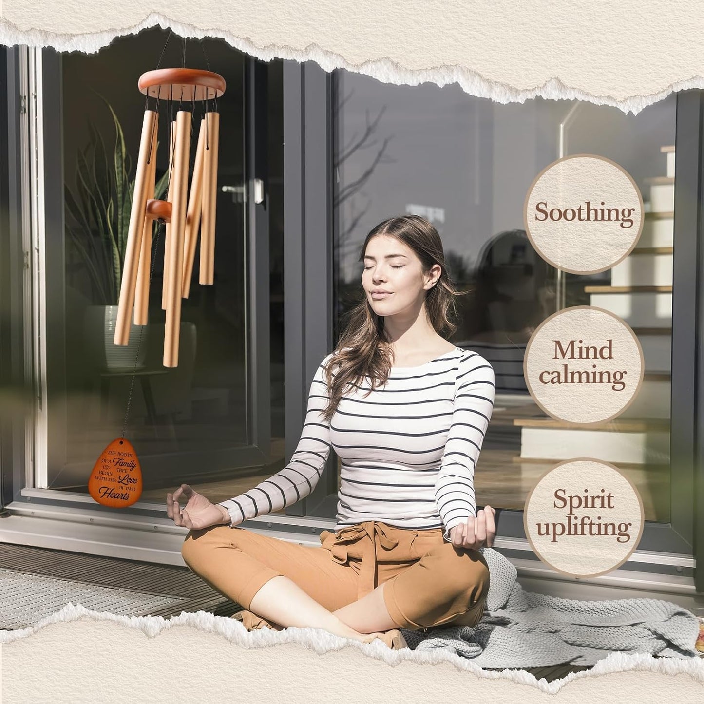 50th Wedding Anniversary Wind Chime, Happy 50th Anniversary Romantic Gifts for Couple, Parents, Wife, Husband, Friends, Golden Anniversary's Keepsake Gifts Ideas-Large 36''