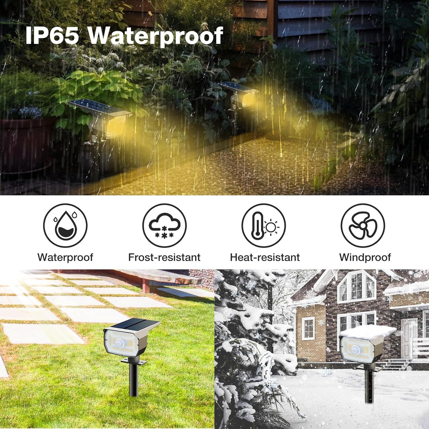 Solar Spot Lights Outdoor Motion Sensor with 3 Modes, [ 4 Pack/56 LED ] Solar Spotlights Outdoor Waterproof 2-in-1 Auto On/Off Landscape Lighting for Outside Yard Wall Garden Pathway, Warm White