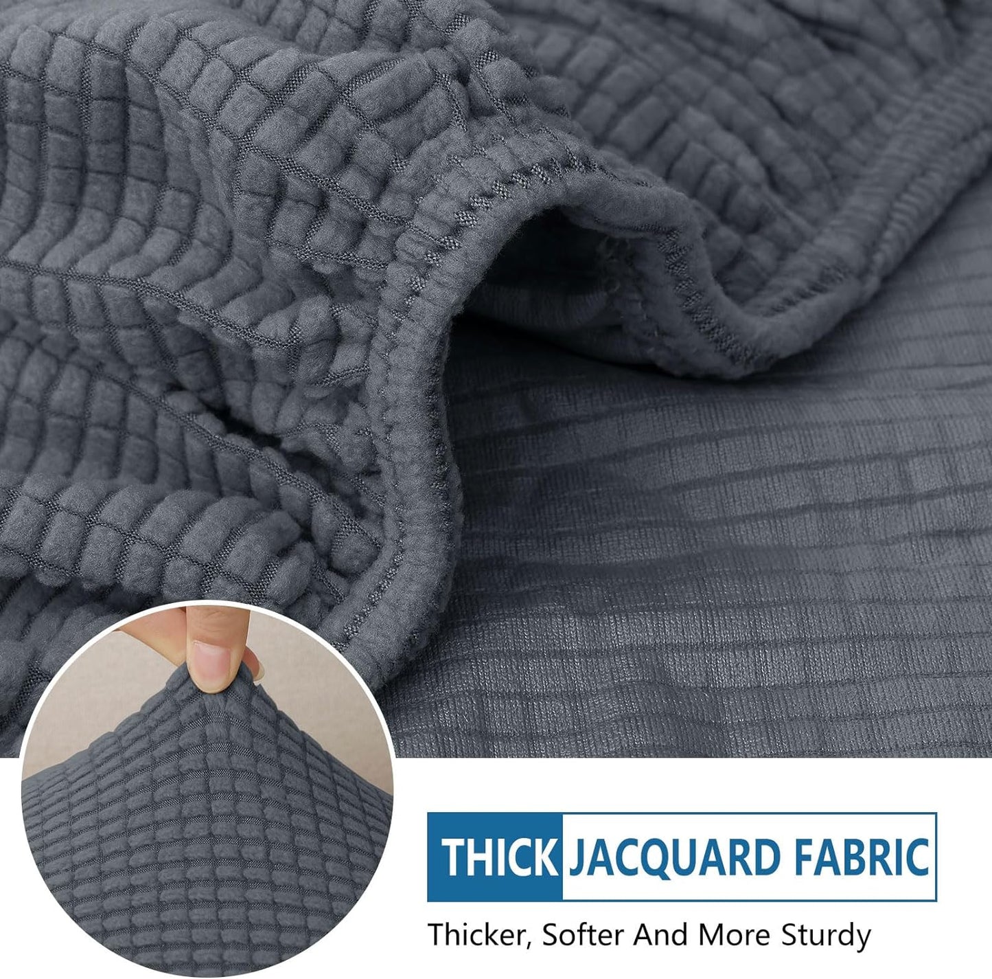 hyha Waterproof Couch Cushion Covers for Pets, Non Slip Sofa Seat Cover for Dogs Washable, Soft Thick Stretch Jacquard Fabric, Sofa Slipcovers with Elastic Bottom (1 Chaise+3 Seater, Grey)