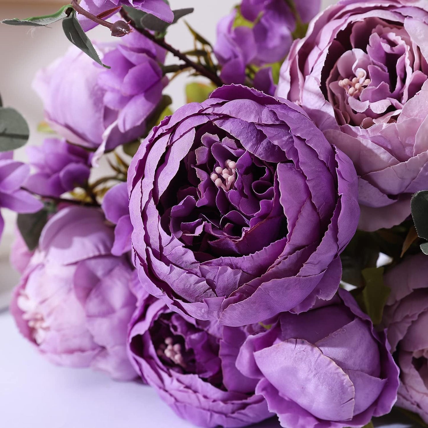 Duovlo Fake Flowers Vintage Artificial Peony Silk Flowers Wedding Home Decoration,Pack of 1 (New Purple)