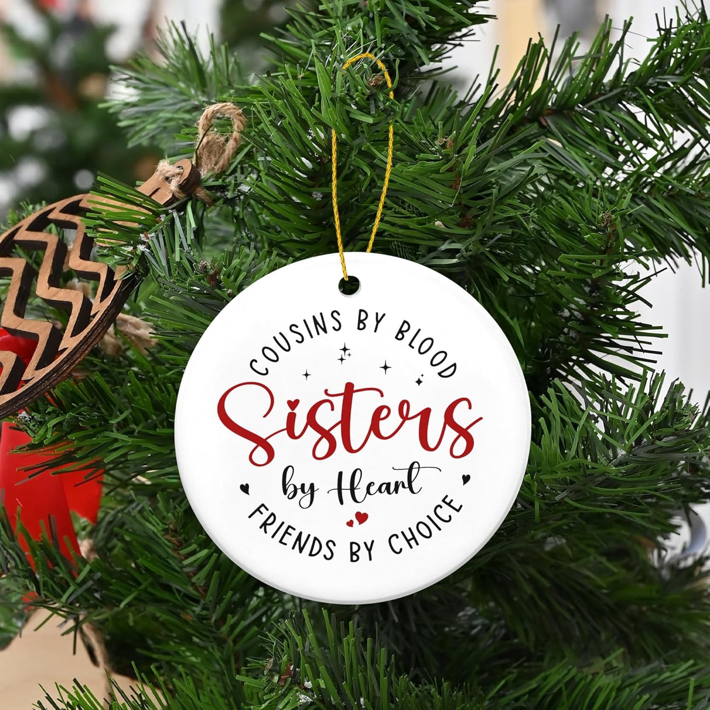 OASSIE Sister Gifts for Cousins Female - Ceramic Christmas Ornaments 2025 for Tree Decorations - Birthday Long Distance Cousins Sister Gifts for Women, Cousin Gift Ideas for Christmas Decorations