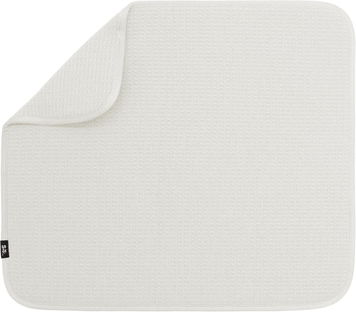 S&T INC. Dish Drying Mat, 16” x 18”, Absorbent Microfiber Kitchen Counter Mat, Dish Drying Pad for Dishes, Utensils, Pots and Pans, Large, Cream