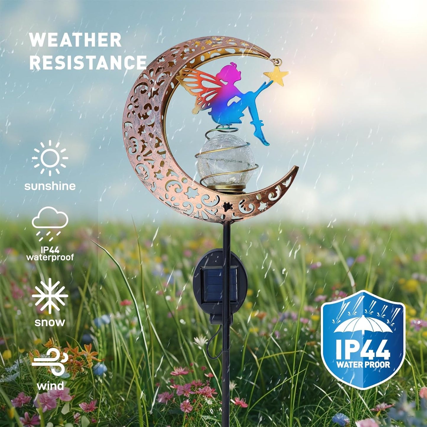 Moon Fairy Solar Garden Lights, Outdoor Decor Pathway Lights, LED Lawn Decor Lights - Gardening Gifts for Women(Moon Fairy Garden Lights)