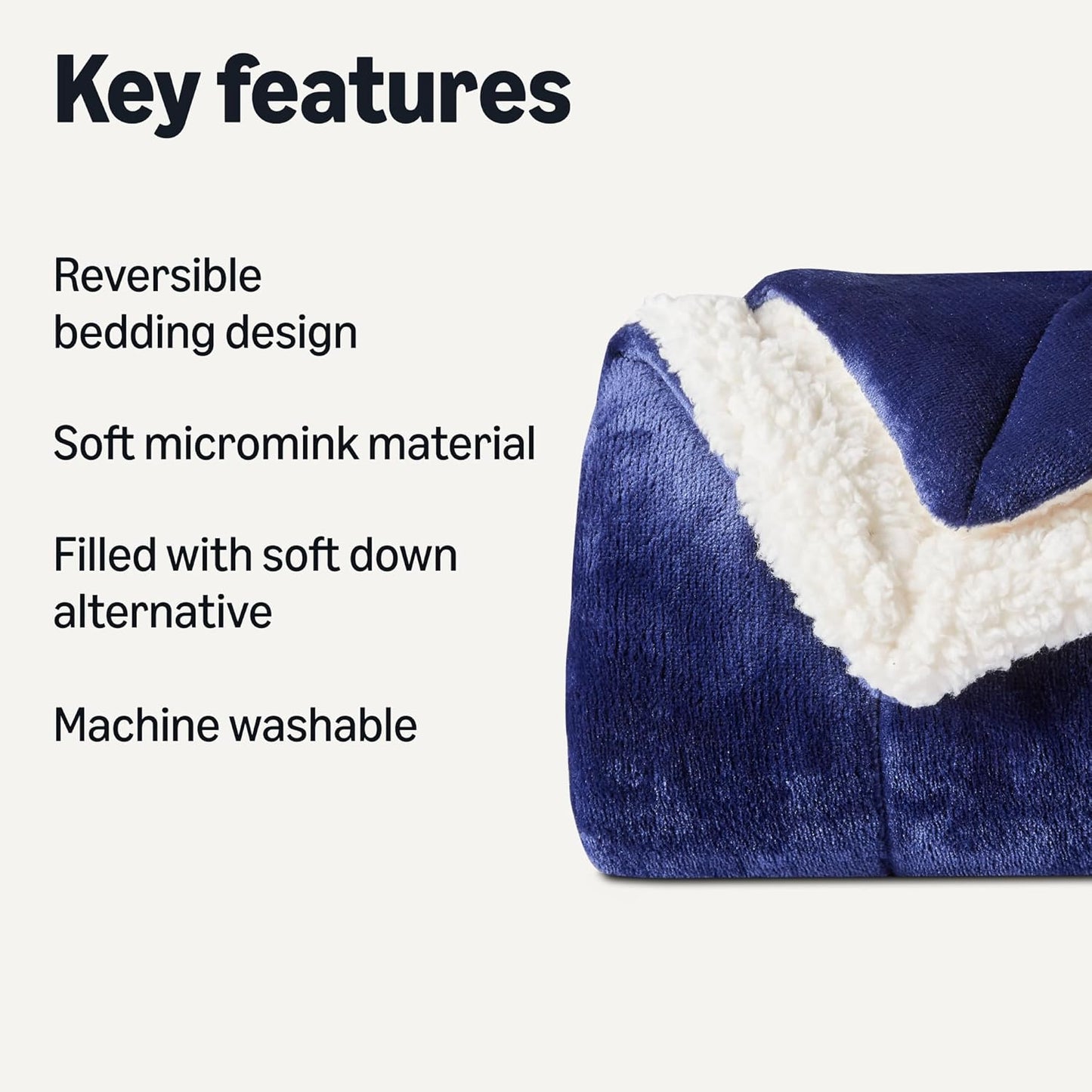 Amazon Basics Reversible Sherpa Throw Blanket, Navy, 50"x60"