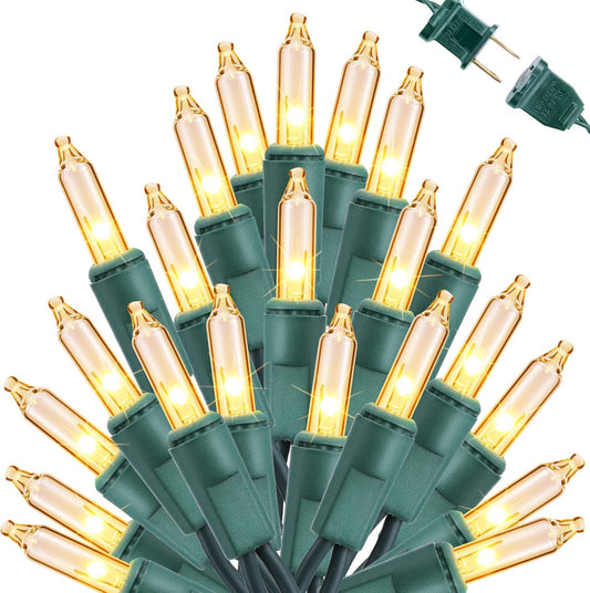 Toodour Clear Christmas Lights, 75ft 300 Count Incandescent Indoor Outdoor String Lights, UL Certified Connectable Green Wire Mini Bulb Light for Home, Party, New Year, Xmas Tree Decor - Warm White