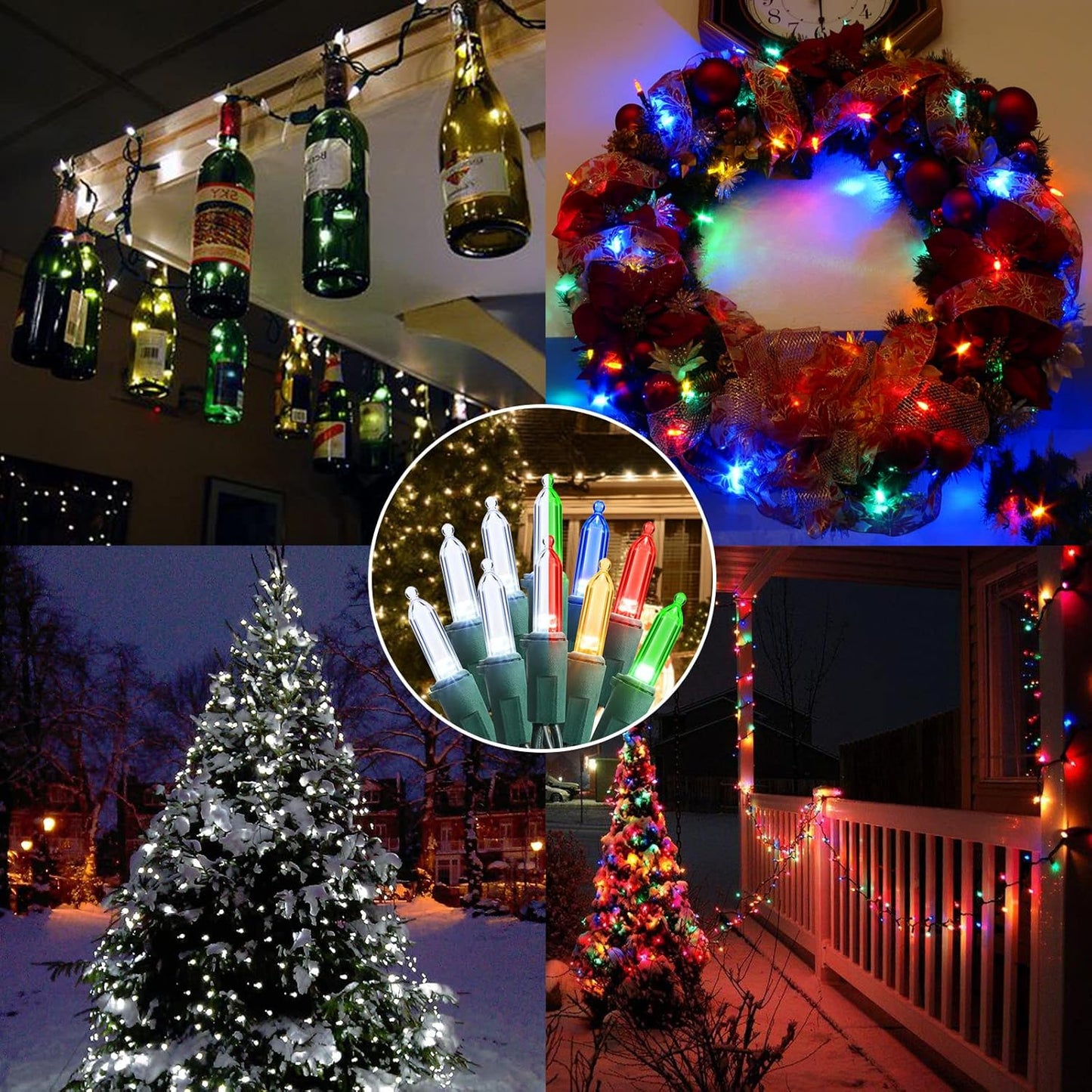 Brizled Christmas Lights, 33ft 100 LED Color Changing Christmas Tree Lights Connectable with Remote, 12 Modes Cool White & Colored Xmas Lighting, Clear Mini Xmas Lighting for Indoor Outdoor Home Decor