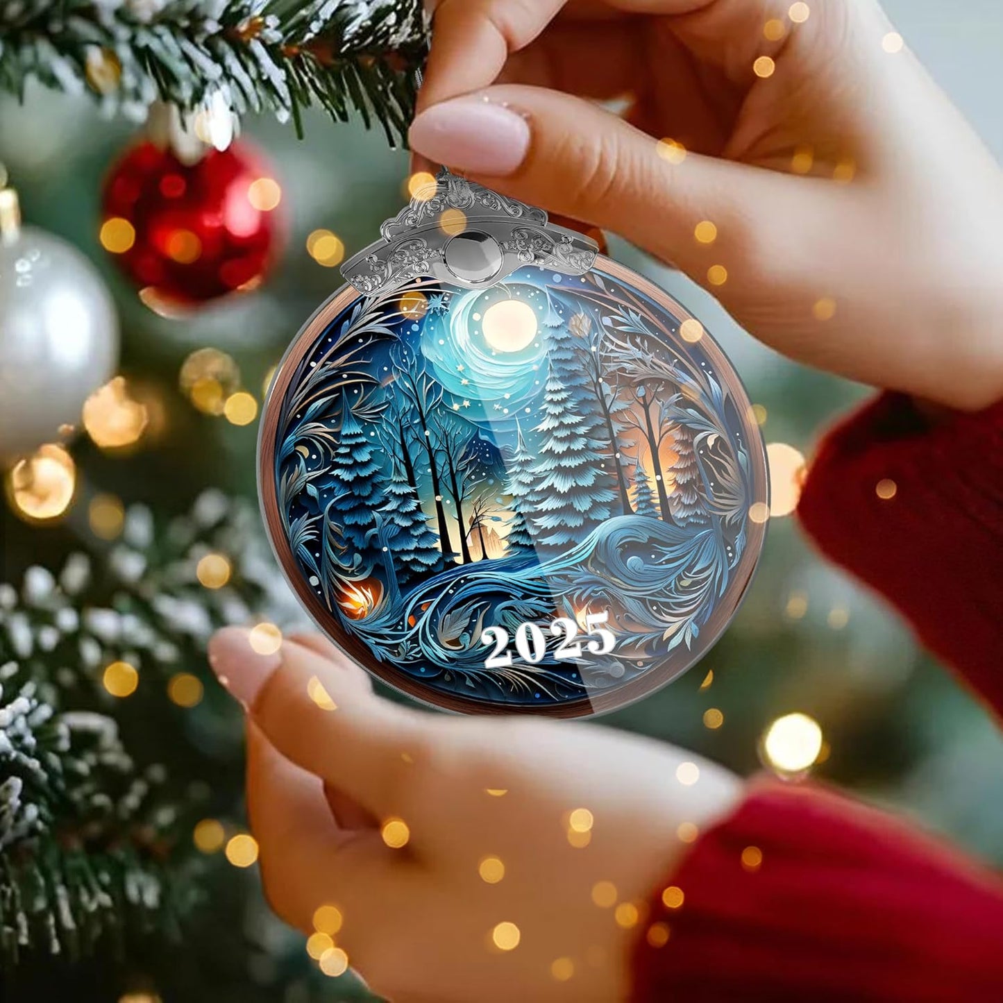 Christmas Tree Acrylic Ornament, Christmas Ornaments 2025, Christmas Ornament, Tree Ornaments, White Elephant Gifts for Adults, Gag Gifts Funny Adult, Christmas Decor (Noel in the Forest)