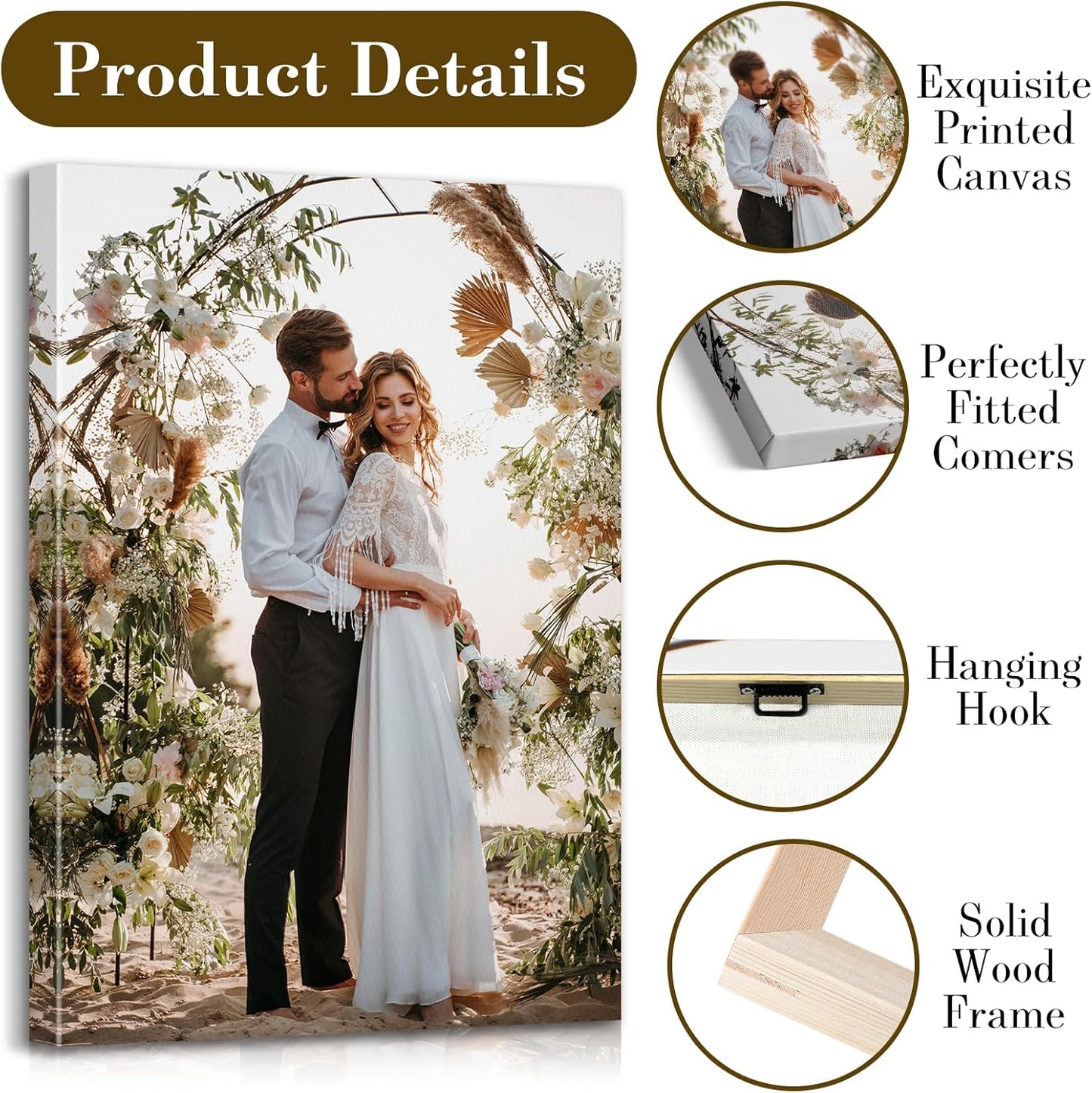 Custom Canvas Prints with Your Photos - Personalized Pictures Print, Customized Photo Gifts, Wall Art Poster Canvas Printing for Wedding, Family, Baby, Pets, Home Office Decor, Wrapped Frame 40x28
