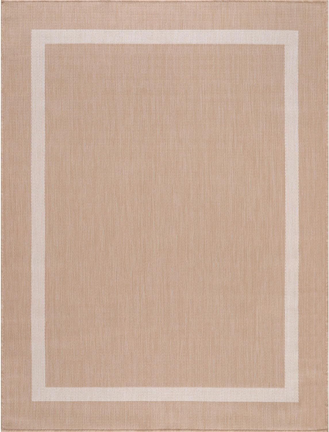Bordered Outdoor Rug 6x9 Washable Outside Carpet for Indoor Patio Porch Waterproof Easy Cleaning Non Shedding Area Rugs Beige 6 x 9