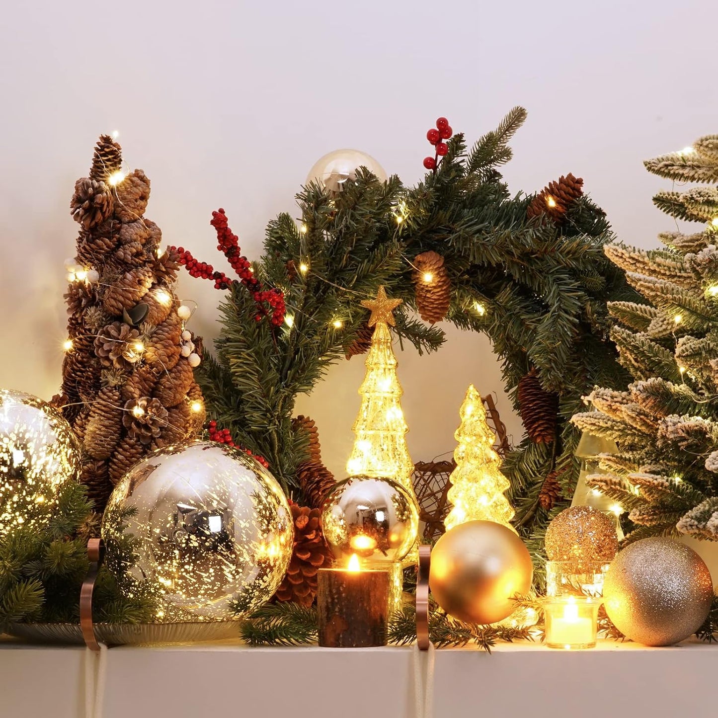 XmasExp Large Christmas Ball Ornaments,1pcs Champagne Giant Shatterproof Plastic Hanging Mercury Xmas Ball Decorations Christmas Tree Ornaments (Champagne Gold, 8")