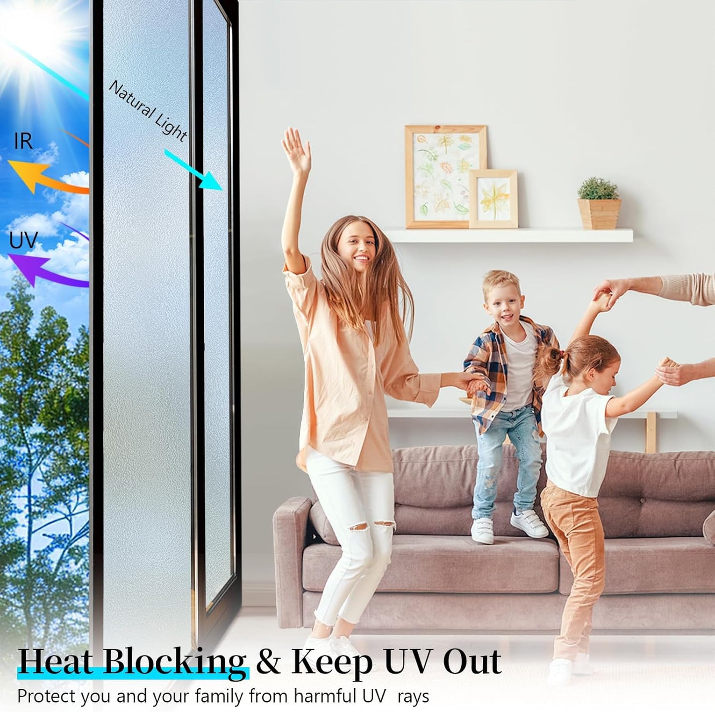 Niviy Frosted Glass Window Privacy Film 78.7 x 23.6 Inch Static Cling Bathroom Window Frosting Film Day and Night Privacy Windows Cling Home Glass Door Cover