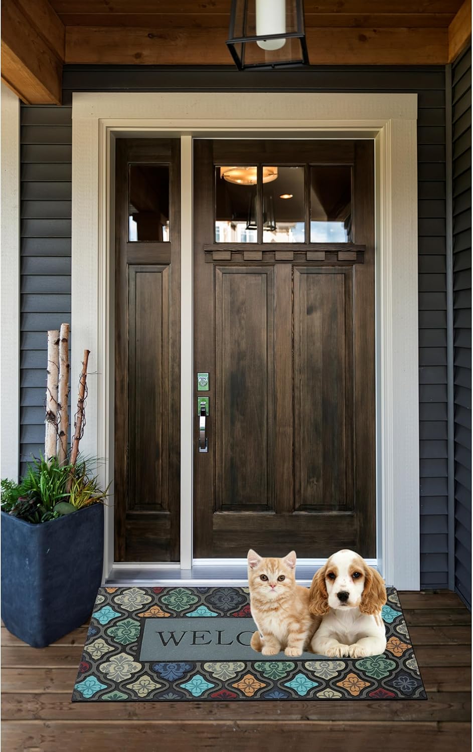 Durable Heavy Duty Front Door Mat - 24"x36" Large Outdoor Welcome Mat Non-Slip Rubber Entrance Door Mat Apply to Home High Traffic Area,Porch, Patio, Farmhouse，Entryway Floor Mats