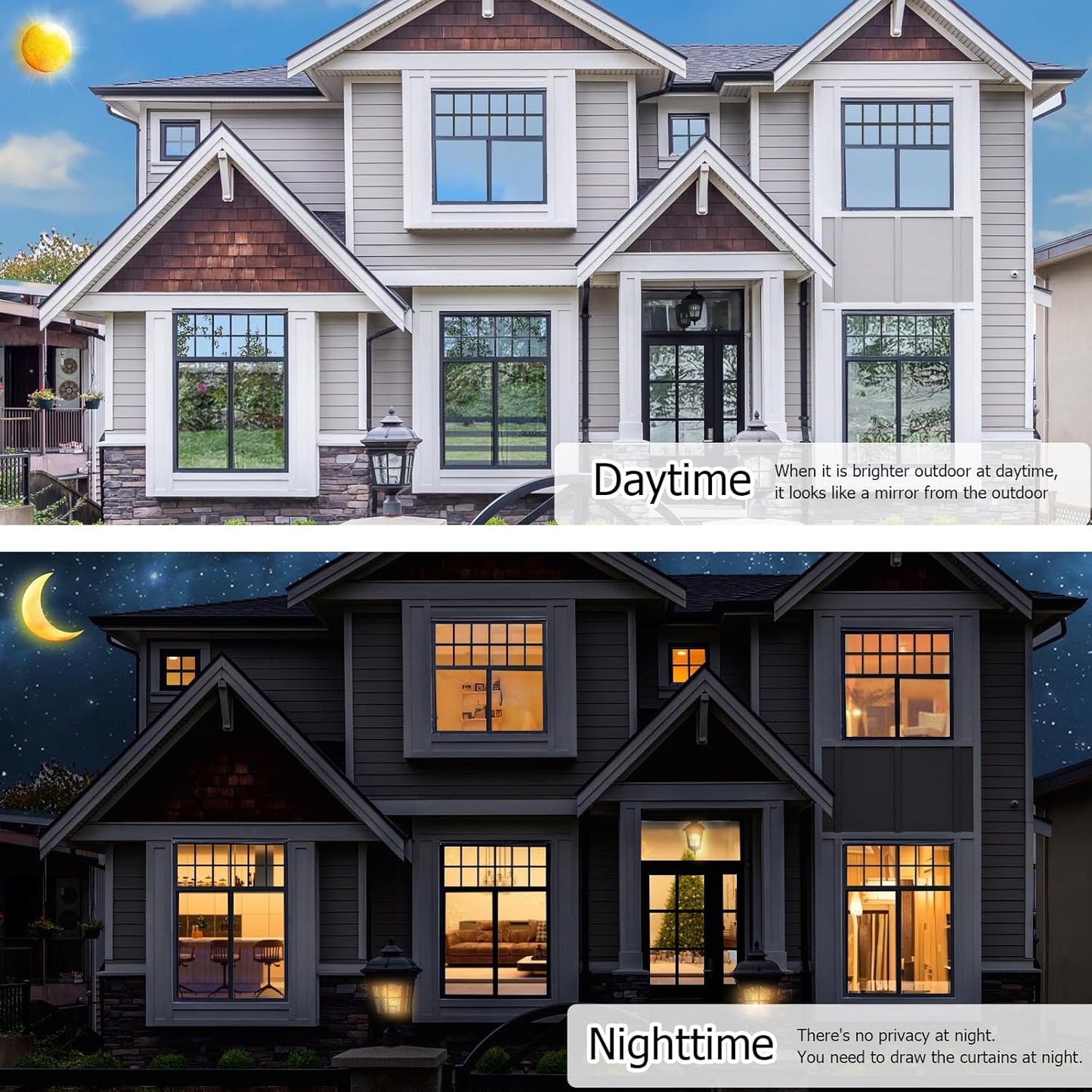 HIDBEA One Way Privacy Window Film, Daytime Privacy Sun Blocking Anti UV Reflective Window Film Heat Control Static Cling Window Tint Film for Home and Office, Silver, 29.5 x 78.7 Inch