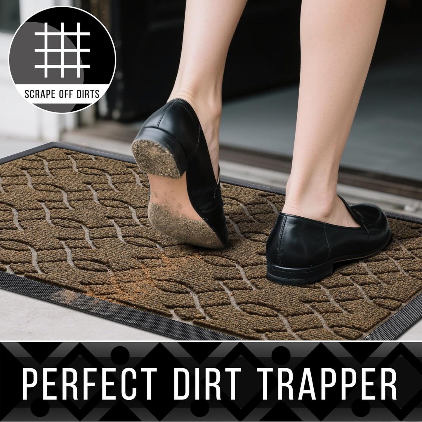 Yimobra Front Door Mat Outdoor Indoor 47x32, All-Season, All-Weather, Heavy Duty Welcome Door Mats Outside Entrance, Non Slip Porch Patio Entrance Mat, Brown