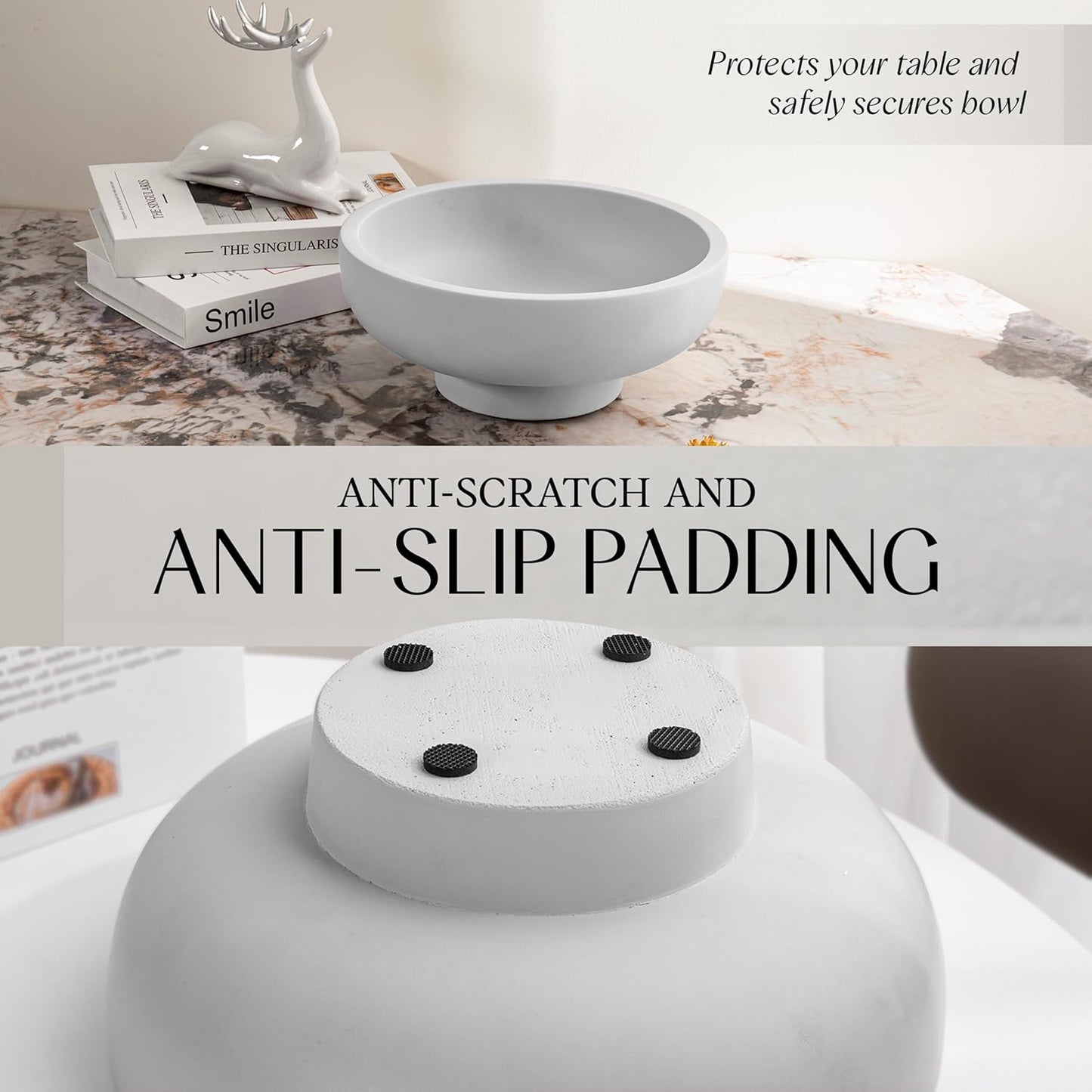 Large Decorative Bowl for Home Decor – Concrete Fruit Bowl for Kitchen Counter | Key Bowl for Entryway Table | Pedestal Bowl for Modern Decor | Coffee Table Centerpiece