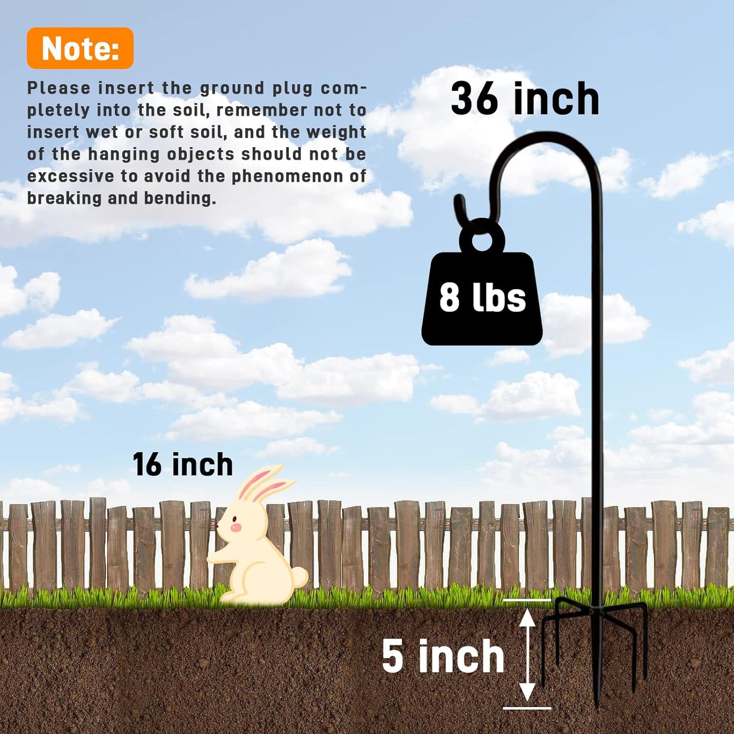 Shepherd Hooks Outdoor 36 Inches for Lanterns Heavy Duty Shepherd Stand Plant Hanger Yard Hooks for Solar Lights,Bird Feeder,Wedding,Mason Jar,Planter Pot