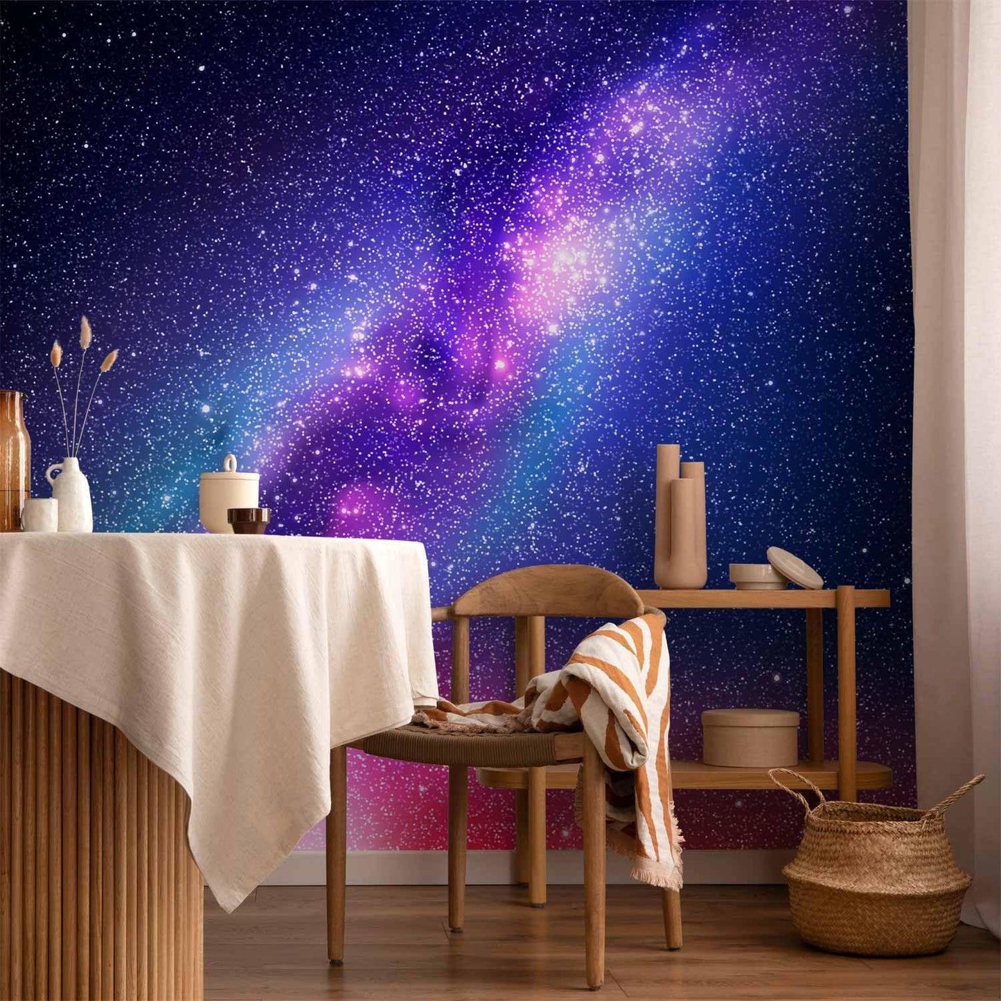 artgeist Wall Mural Galaxy 193x138 in - XXL Peel and Stick Self-Adhesive Wallpaper Removable Large Sticker Foil Wall Decor Print Picture Image Abstract Space Sky Star Cloud Violet f-C-0487-a-a