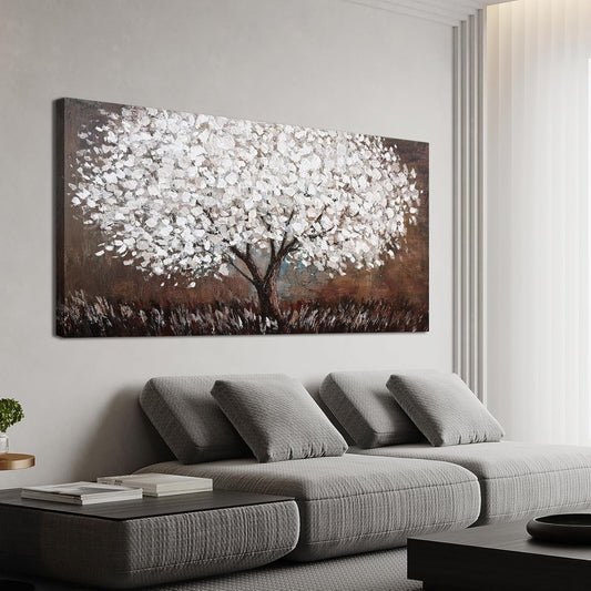 Canvas Wall Art Decor Artwork for Walls Black and White Wall Art Decor for Living Room Tree of Life Wall Art Vintage Tree Flower Wall Decor Art Paintings Prints for Room Home Office Wall Decor 24"X48"