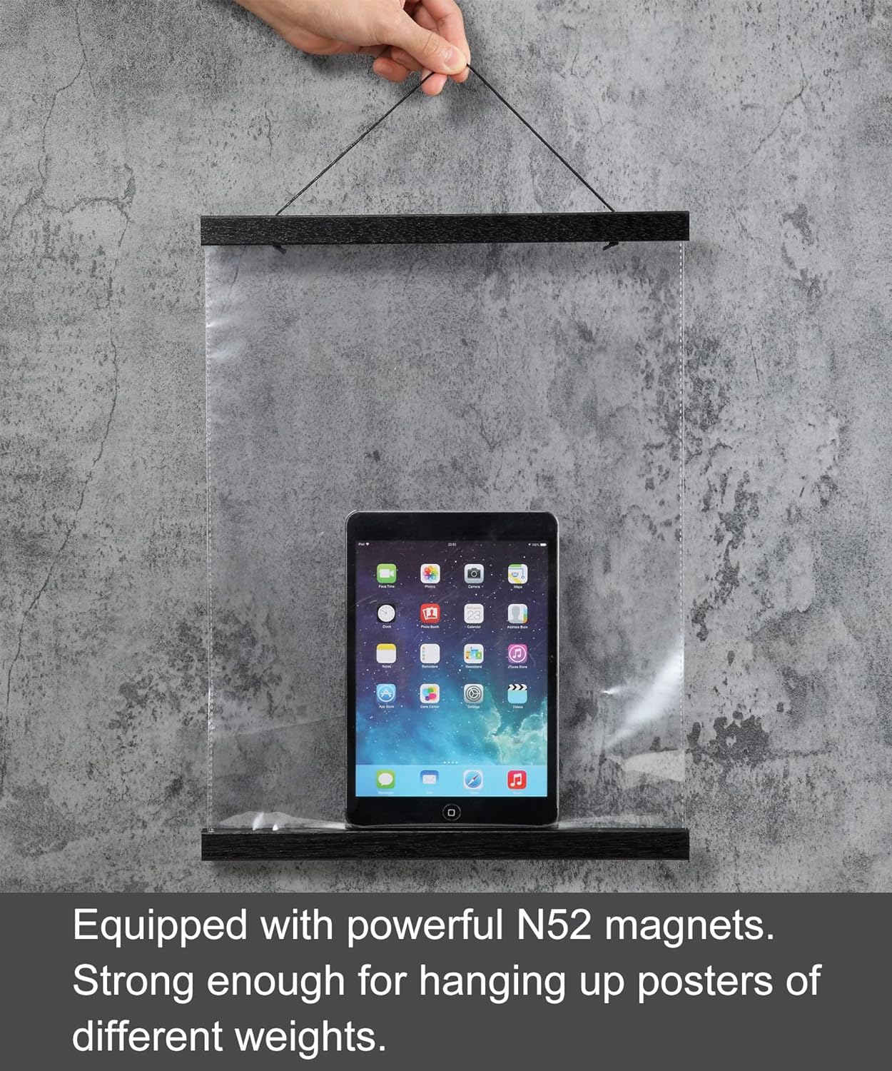 FALAMON Magnetic Poster Hanger Frame, 20x20 20x24 20x28 20x30 Teak Wood Magnet Poster Frame for Posters, Prints, Photos, Pictures, Maps, Scrolls, and Canvas Artwork(Black, 20")