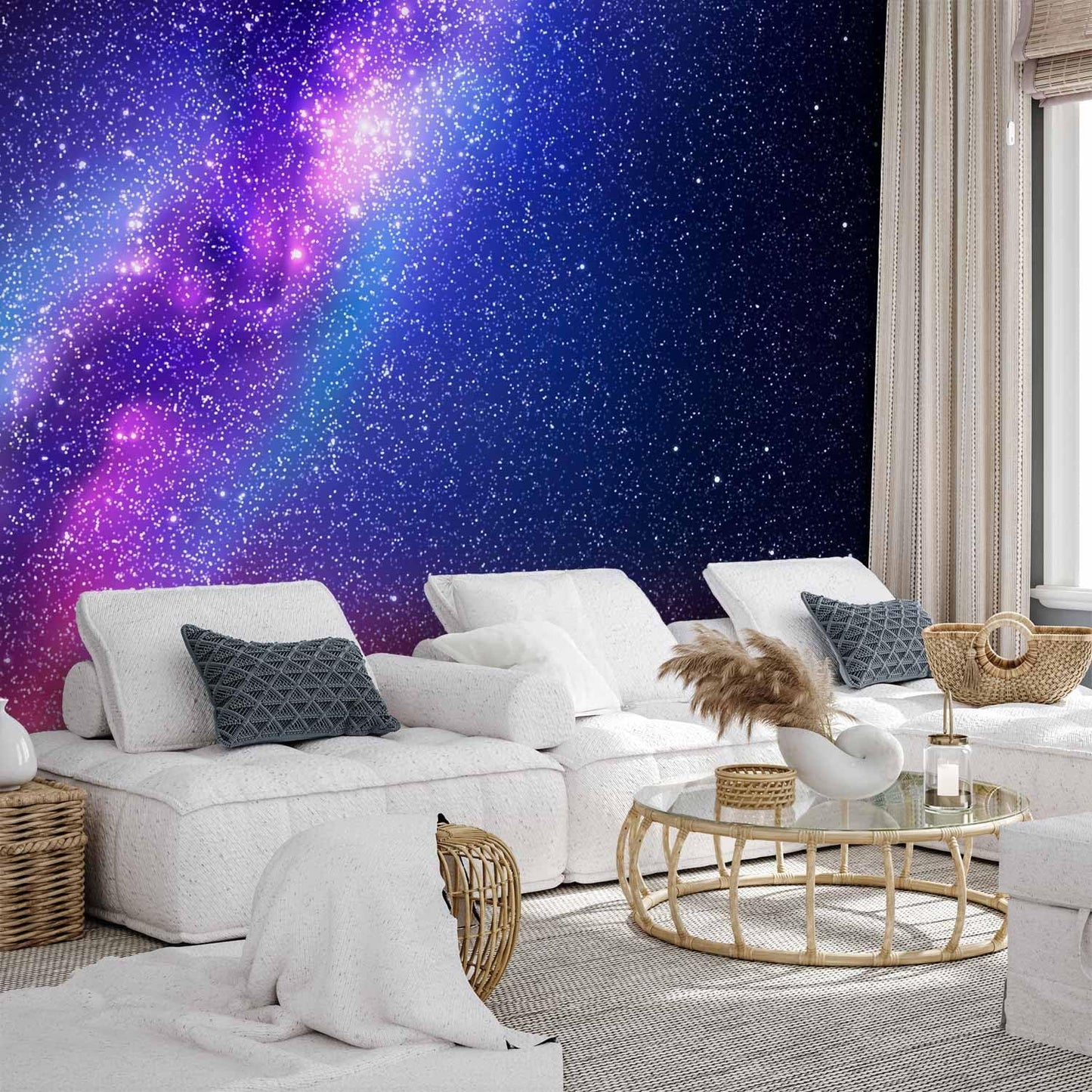 artgeist Wall Mural Galaxy 197x138 in - XXL Non-Woven Wallpaper Fleece Wall Decor Photo Print Picture Image Abstract Space Sky Star Cloud Violet f-C-0487-a-a