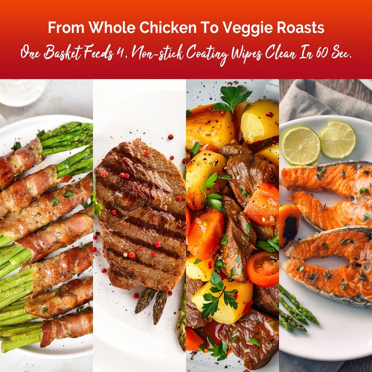 5.8QT Digital Air Fryer with Viewable Window, Adjust Temp & Timer, Air Frying, Reheat, Easy for Frozen Food, Snacks, Dinner, Large Square Basket than Round, Portable for Family & Apartment