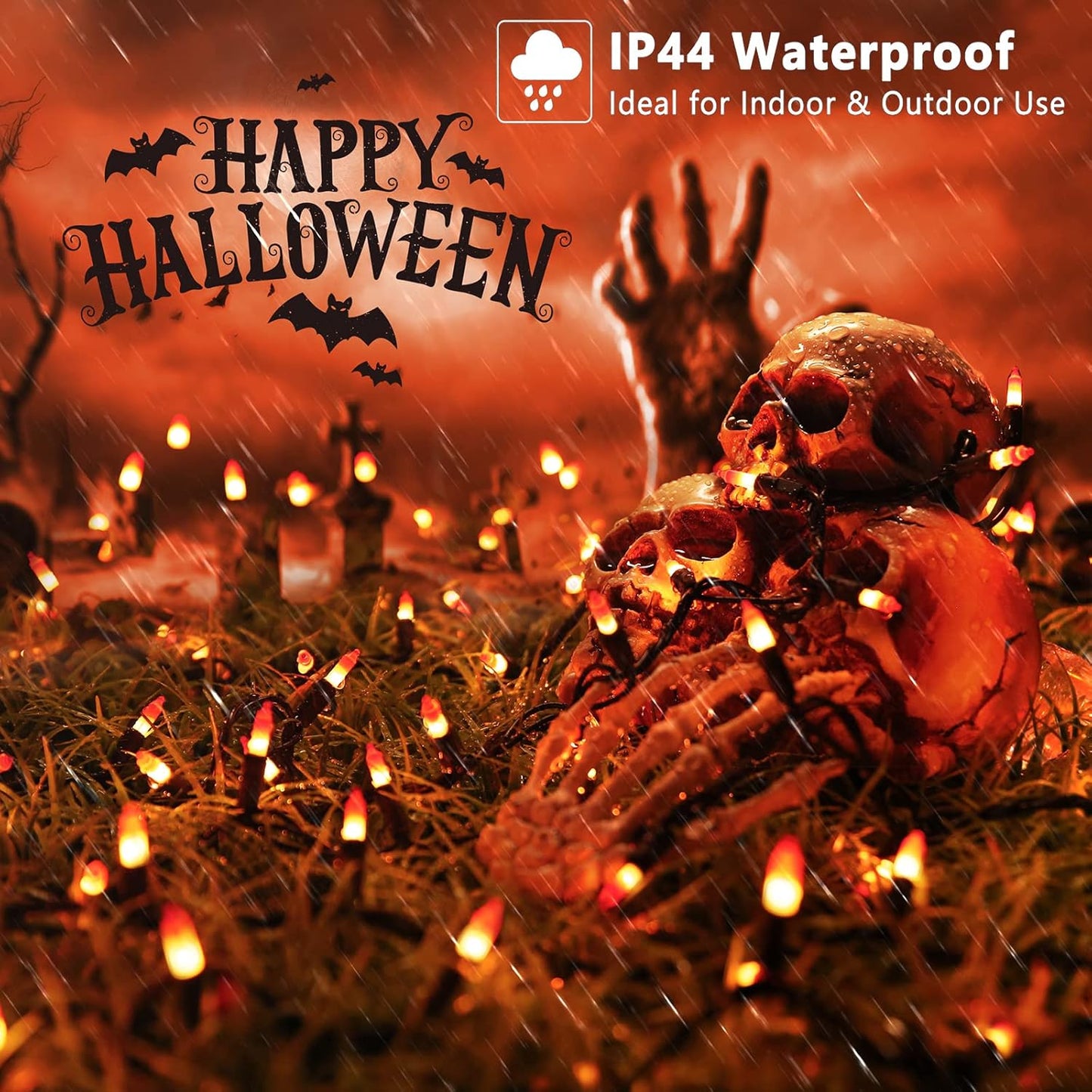 ODEETRONIC Candy Corn Halloween Lights, 21.63ft 100 Count Incandescent Lights Connectable Set, 120V UL Certified Orange & Yellow Halloween Light, Mini String Light Waterproof for Home Party Tree Decor