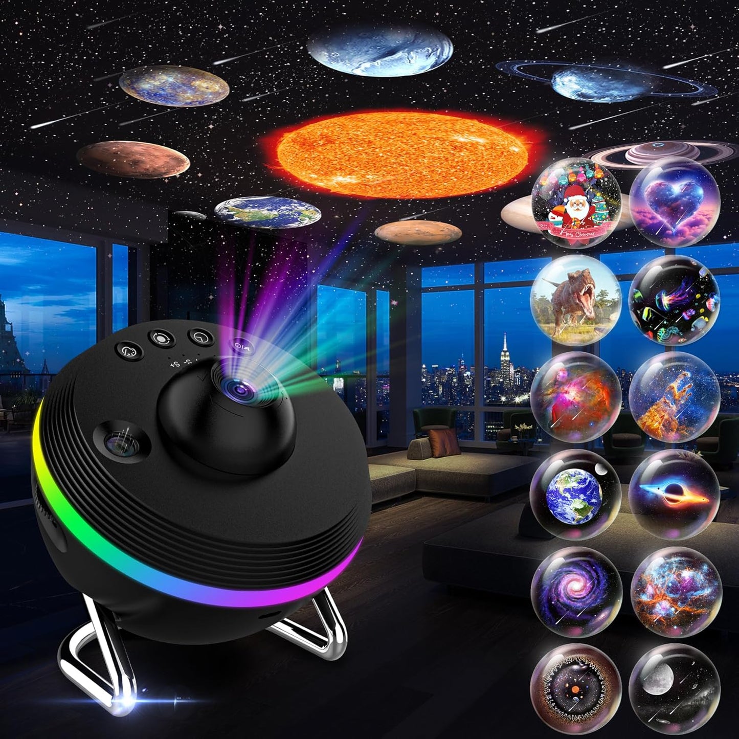 Star Projector, 13 in 1 HD Planetarium Galaxy Projector for Bedroom, Star Projector Galaxy Light with Timer, Meteor & RGB Lighting Effects, Space Night Light Projector for Kids, Adults