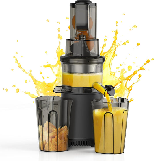 Slow Cold Press Juicer Machines: Masticating Cold Pressed Compact Juicer For Vegetable And Fruit Easy To Clean, Silver Grey