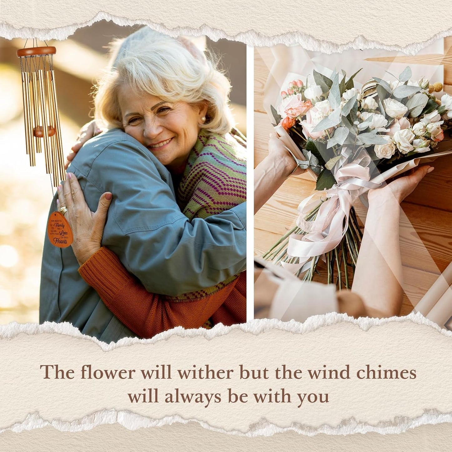 60th Wedding Anniversary Wind Chime, Happy 60th Anniversary Romantic Gifts for Couple, Parents, Wife, Husband, Friends, Diamond Wedding Anniversary's Keepsake Gifts Ideas