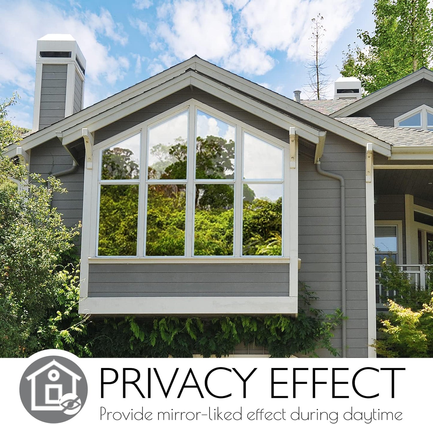 HIDBEA One Way Privacy Window Film, Daytime Mirror Reflective Heat Control UV Sun Blocking Non-Adhesive Static Cling Window Tint for Home and Office(Black-Silver, 41.3 Inch x 19.6 Feet)