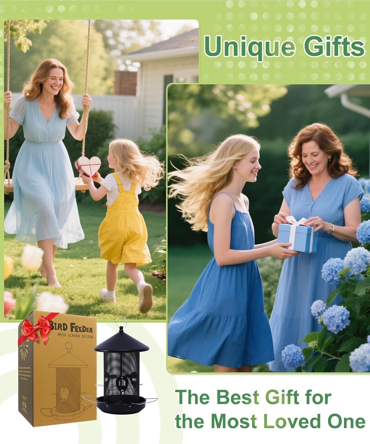 Large Bird Feeders for Outside: 12.6inch Metal for Outdoors Hanging with Black for Garden Yard Outside Decor Cardinal Finch -