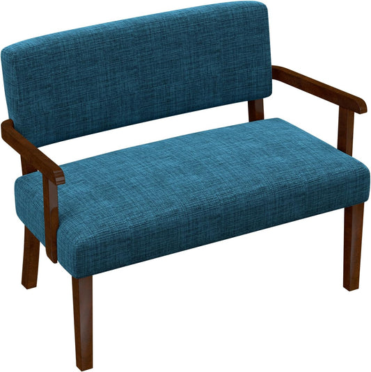 Accent Chair 2 Seat, Arm Chairs with Soft Seat and Armrests for Living Room, Love seat for Dining, Reading, and Waiting Rooms (Blue)