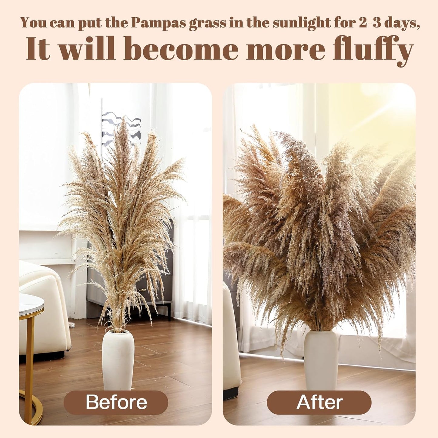 40" inch 11 Stems Natural Pampas Grass Tall Decor,Pompas Grass,Large Brown Tall Pampas Grass for Floor Vase,Wedding Decorations,Party,Boho Home Decor,and Creating a Boho Ambiance