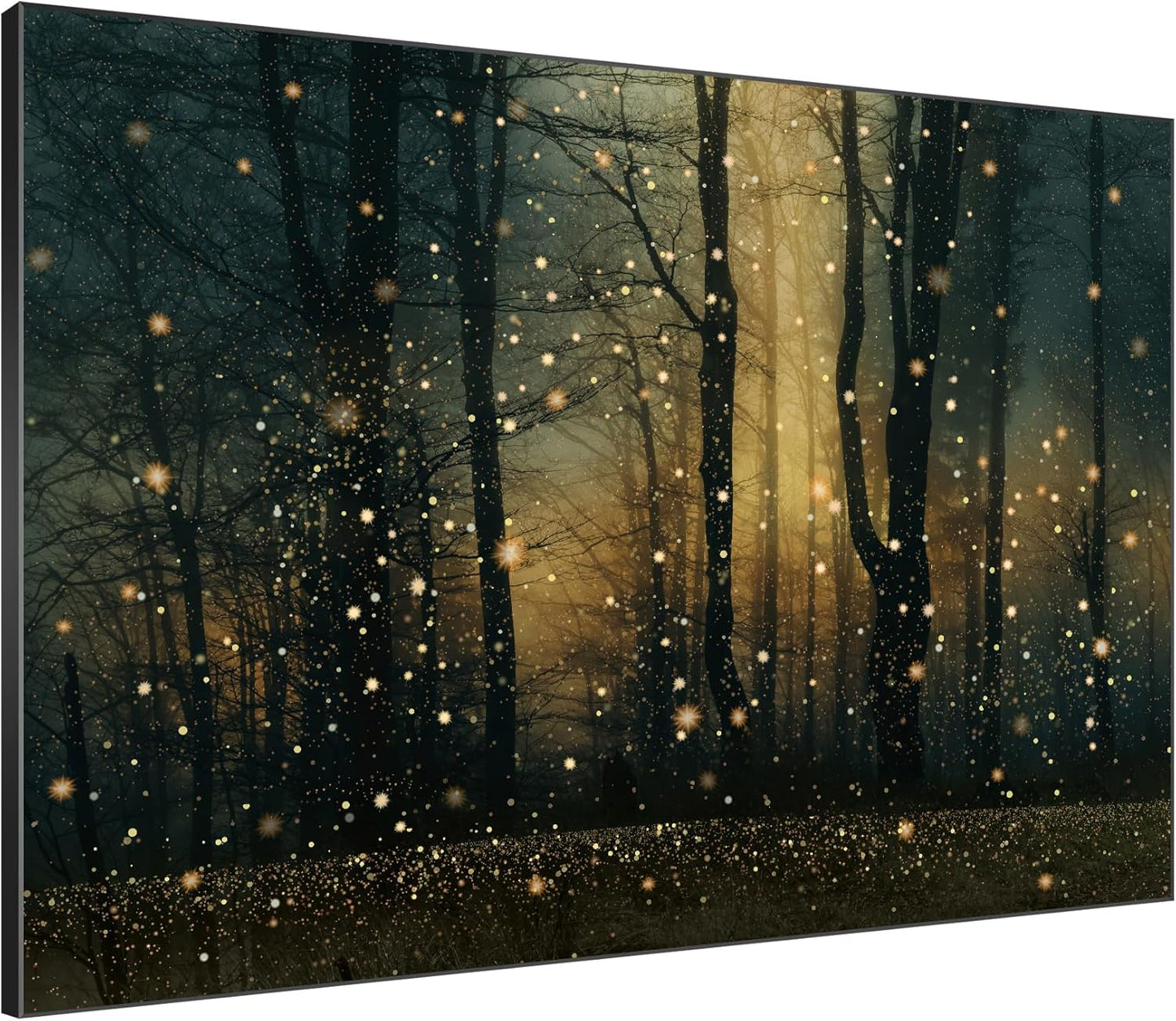 SIGNWIN 46"x60" Extra Large Framed Wall Art Magical Firefly Forest at Twilight, Enchanted Nature Scene for Home Living Room Bedroom Decor (Frame Assembly Required)