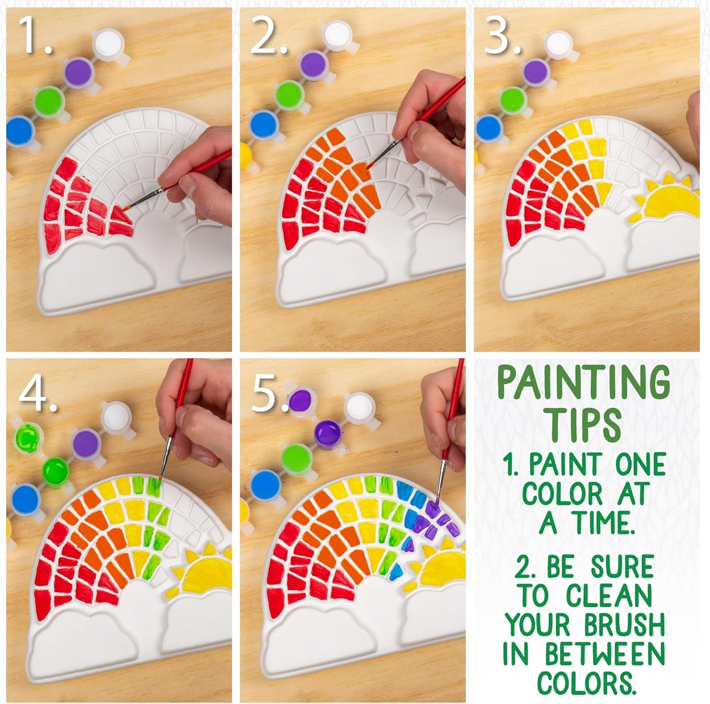 Creative Roots Paint Your Own Rainbow Stepping Stone Craft Kits for Kids, Ceramics to Paint, Ages 6+