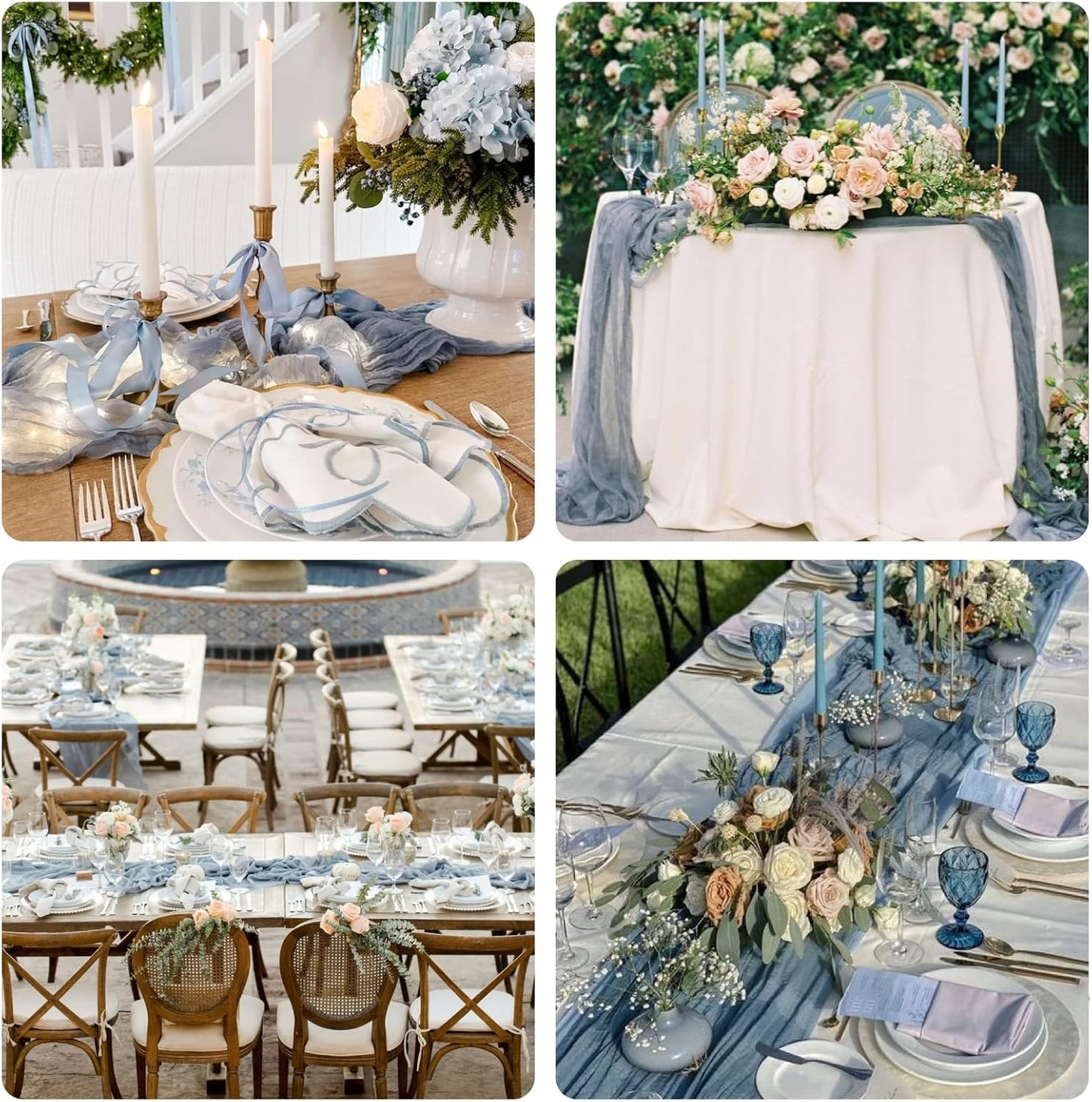 Sioloc 10 Pack Dusty Blue Cheesecloth Table Runner Fall Autumn Decor for Home 10ft Table Cloth for Tea Wedding Birthday Party Baby Bridal Shower Halloween Thanksgiving