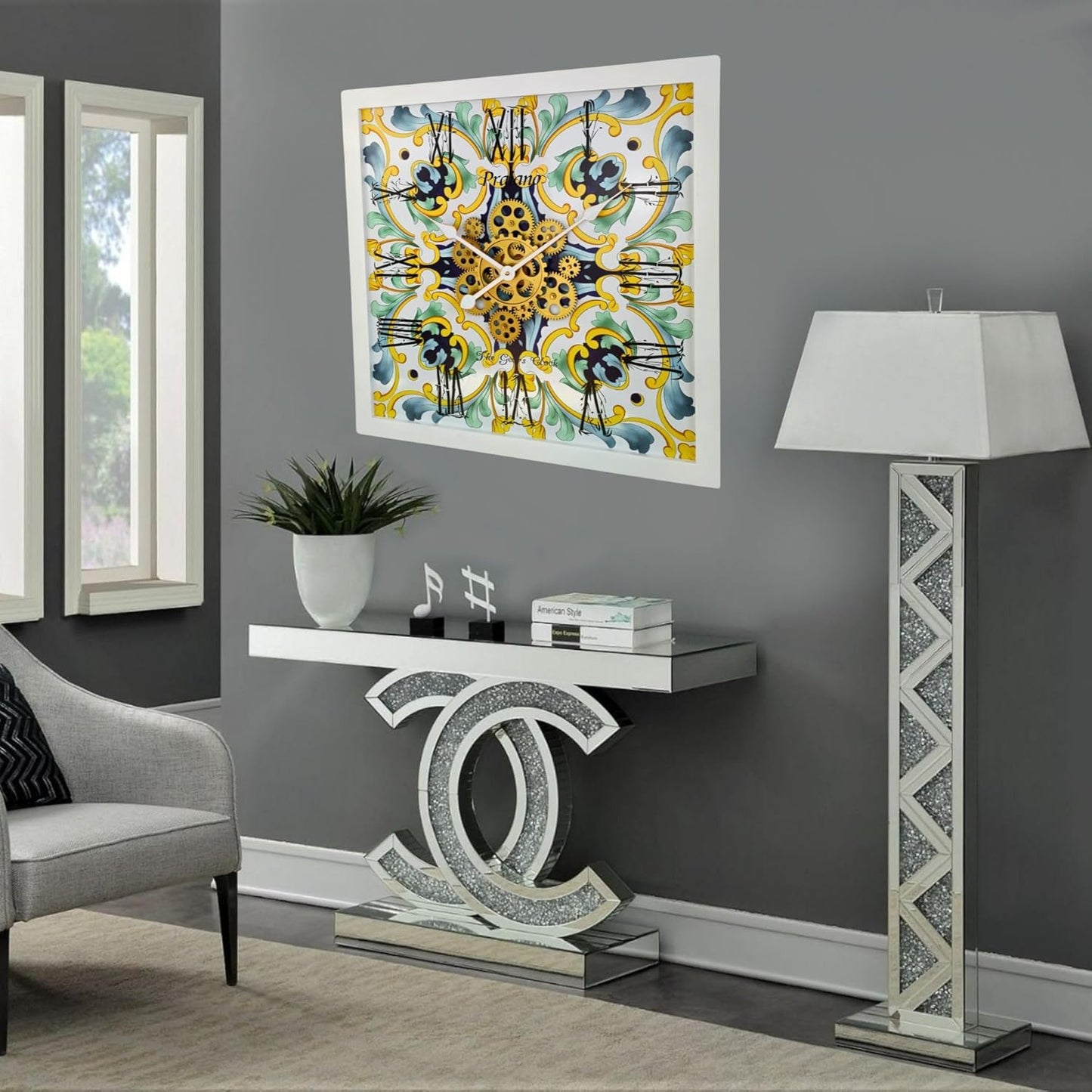 The Gears Clock Wall Clock Italy Collection with Moving Gears (Praiano, 24 inches (60 cm))