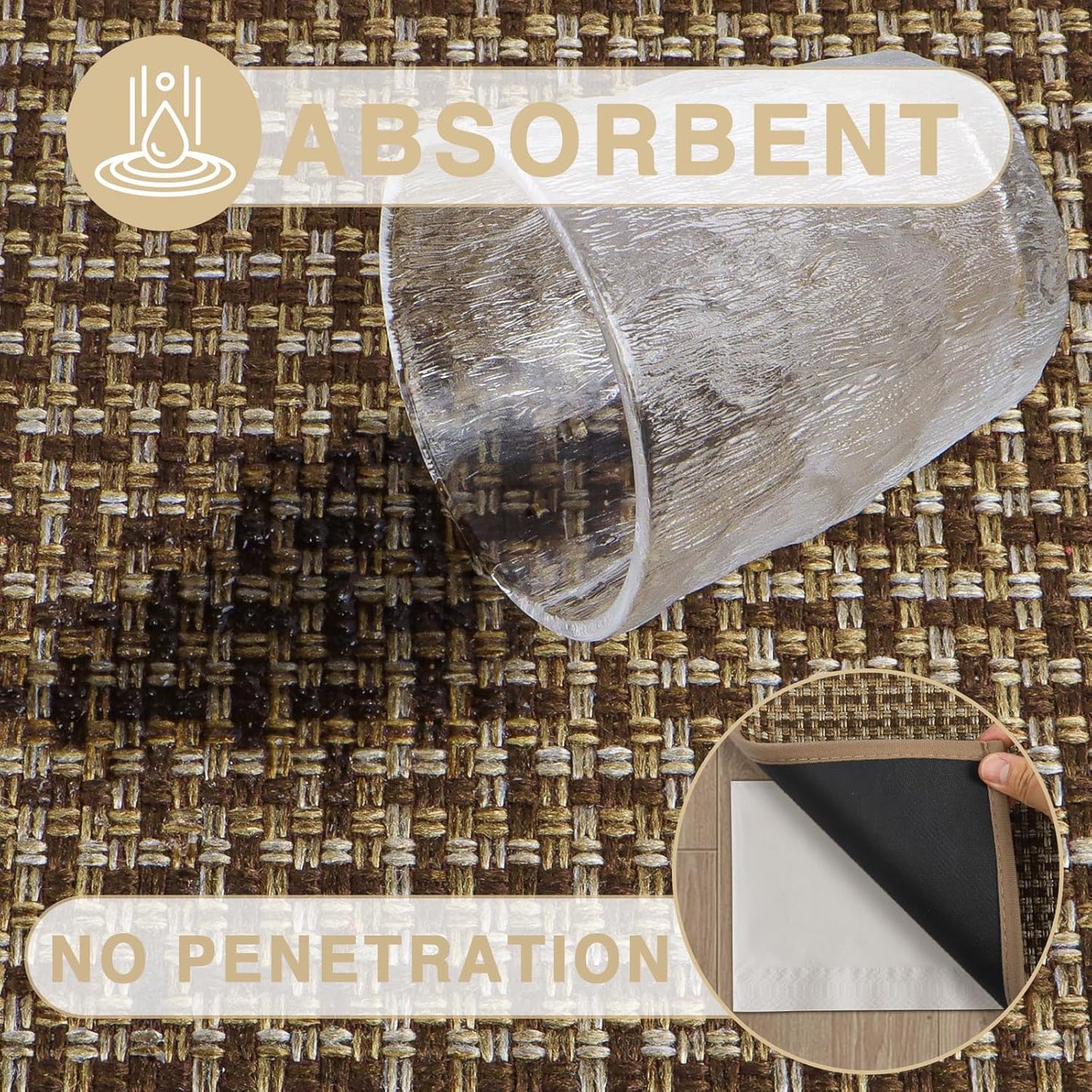 LEKEEPGO Door Mat Indoor Entrance 24"x36", Absorbent Indoor Door Mat, Non Slip Rubber Backing Inside Door Mats, Washable Floor Mat, Low-Profile Doormat for Front Door, Entryway, Entrance, Brown